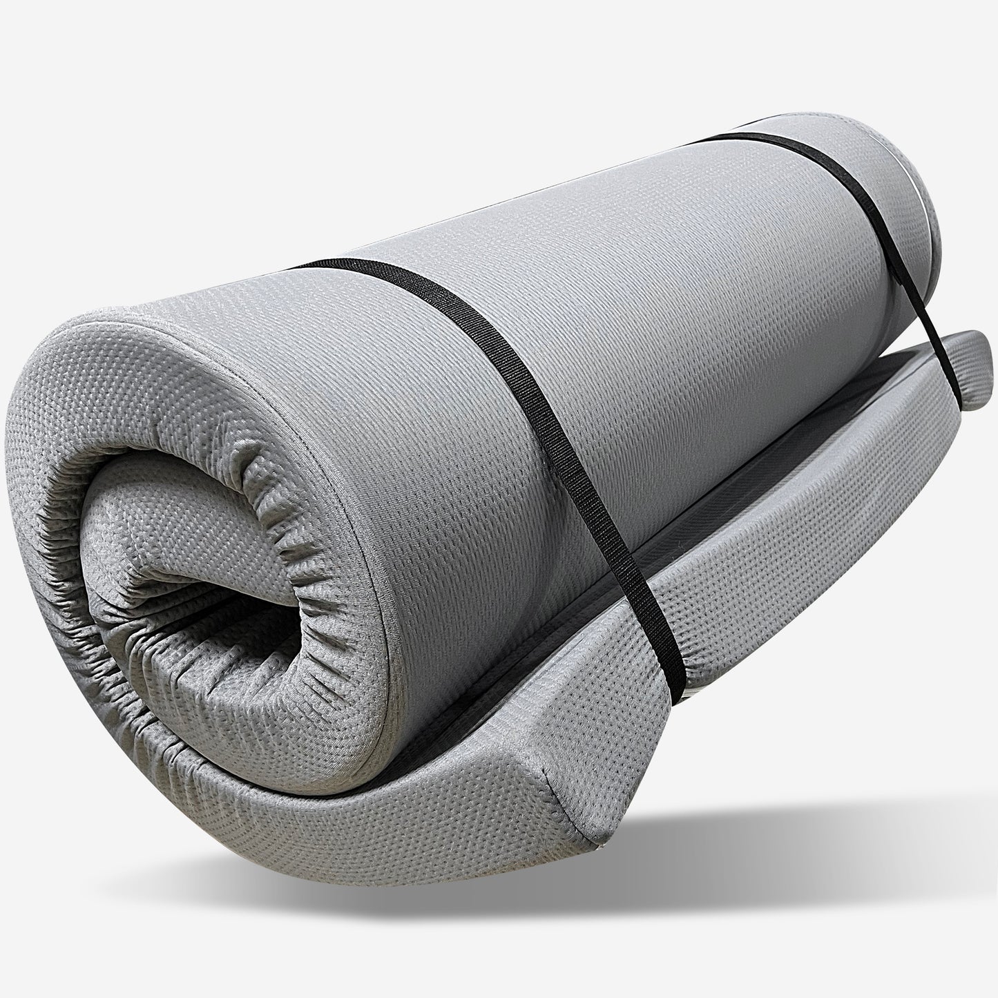 Memory Foam Camping Mattress - Foldable, Portable Comfort with Water-Resistant Cover, 63'x26'x3', Grey Polyester